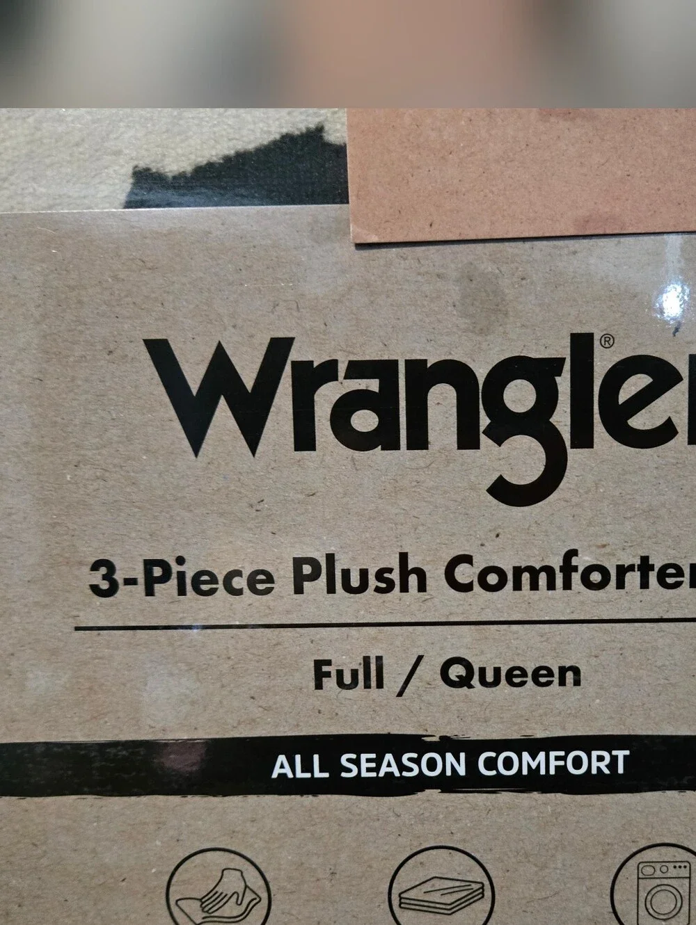 Plush Wrangler 3 Piece Comforter Set Brown & Cream Cow Print Western QUEEN